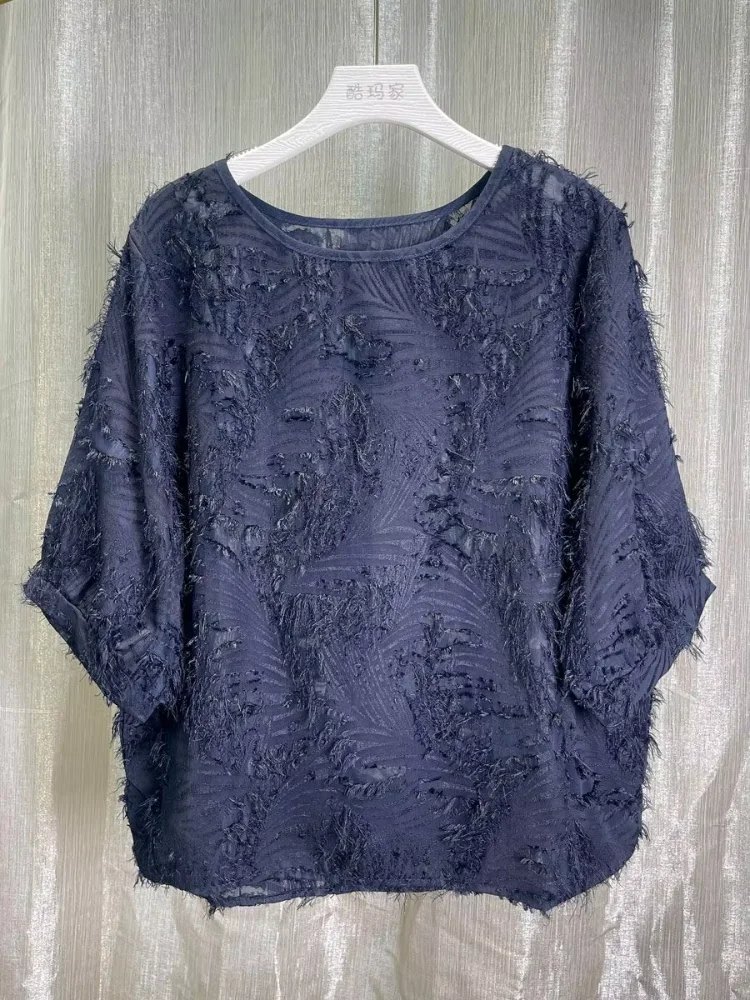 Blusas de Mujer 2026, Blusas de Chifón Chic a la Moda, Blusas Sencillas para Mujer, Ropa de Mujer, Camisas Holgadas de Manga Corta con Cuello Redondo, Blusas Vintage de Verano