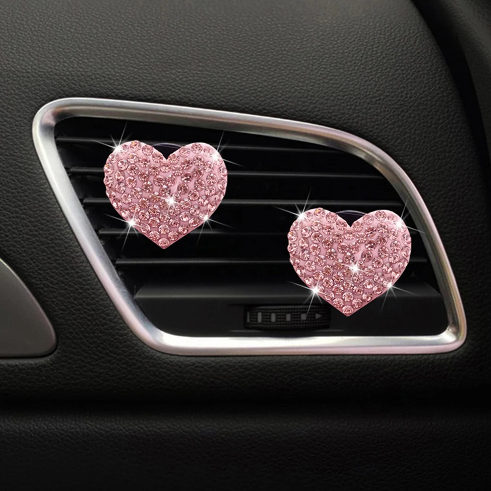

2pcs Heart-Shaped Car Air Vent Clips White Love Accessories Aromatherapy Dashboard Decor Valentine Gift Car Interior Decor