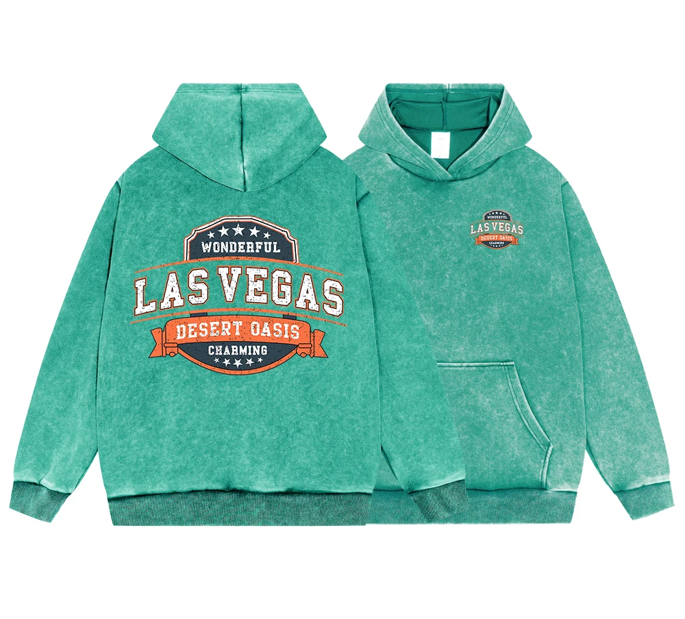 

Las Vegas Desert Oasis Men'S Vintage Washed Cotton Sweatshirt Fashion Soft Pullover Oversize Fleece Hoodie Loose Casual Warm