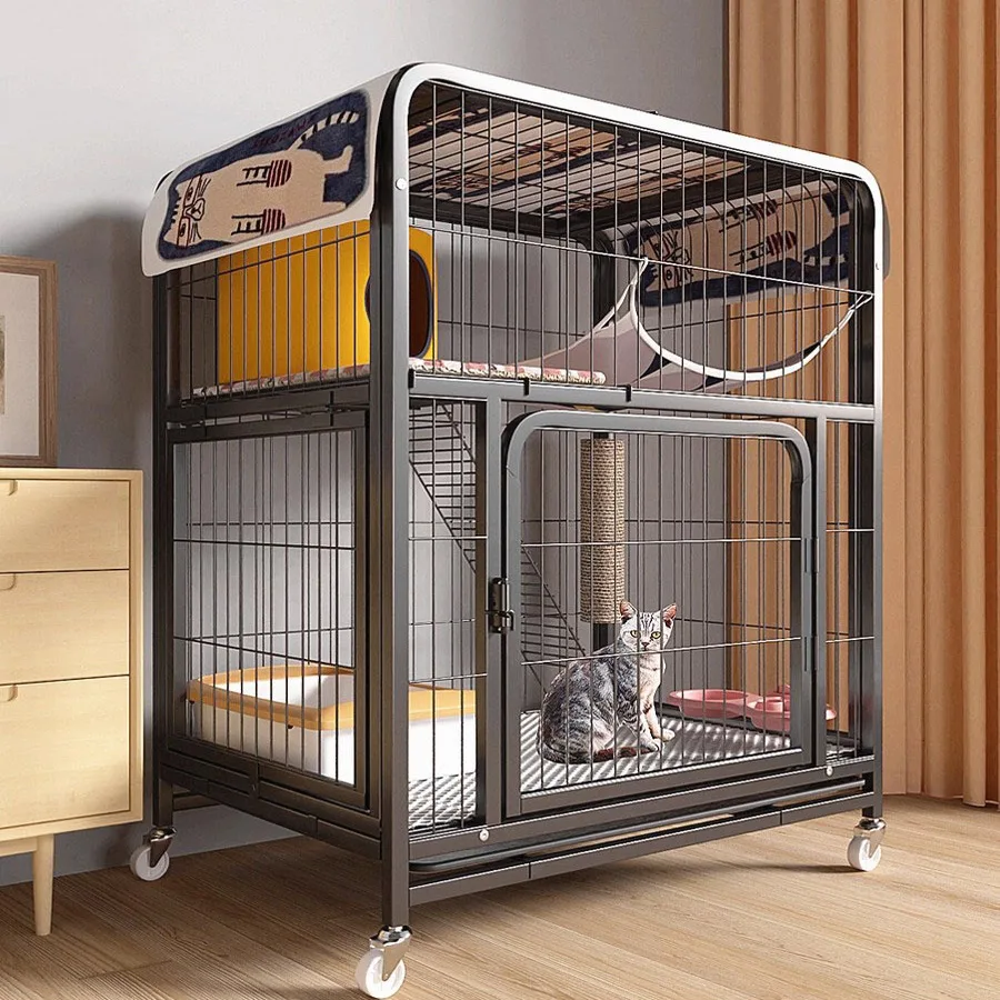 Practical Cat Cage Home Indoor Large Free Space Villa Castle Cage Climbing House
