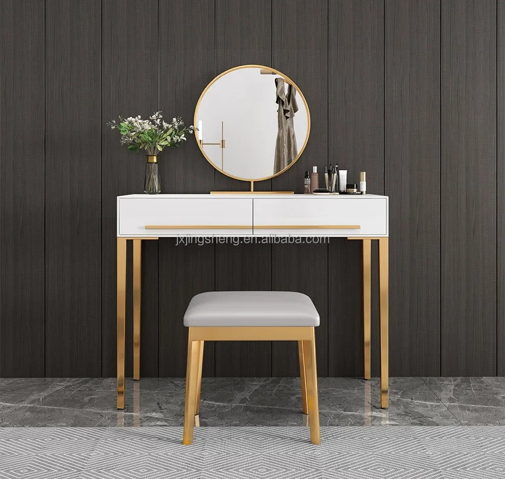 Trending Bedroom Furniture Luxury Ladies Dressing Table Modern Makeup Table with LED Light