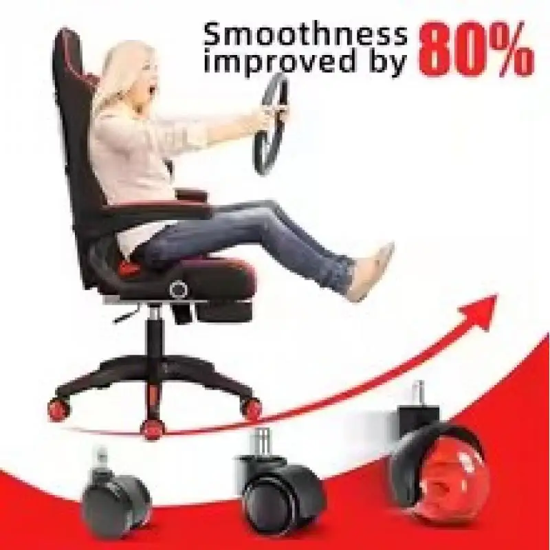 5PCS 2-Inch Casters with 11x22mm Snap Rings & Bearings PU Swivel Wheels Transparent Office Chair Rollers Quiet Smooth