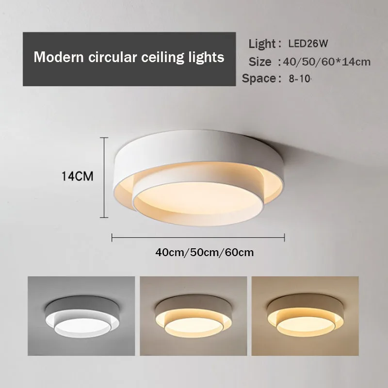 Nordic LED Circular Ceiling Light Modern Iron Bedroom Lamp Hotel Porch Torch Creative Living Room Chandelier Double Layer Luster