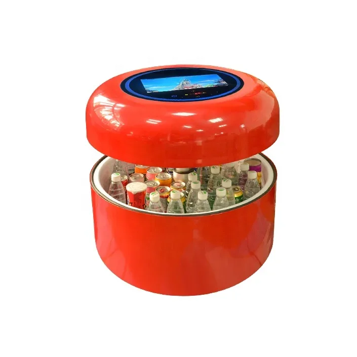 Multi functional intelligent touch screen refrigerator design with circular coffee table