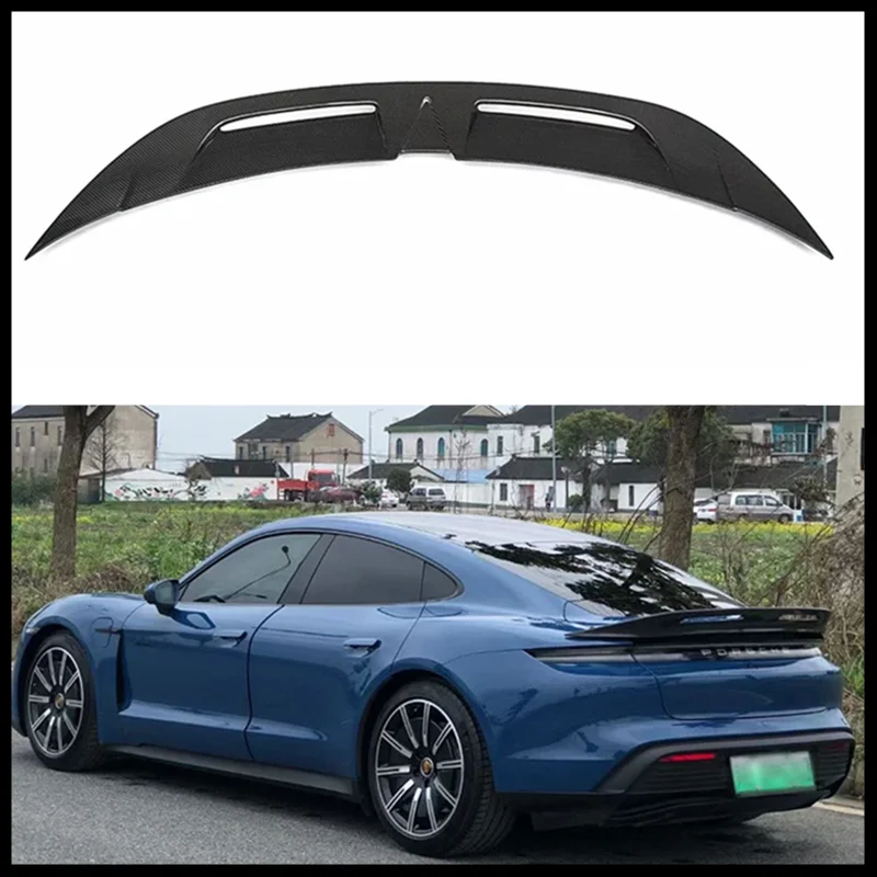 Real Carbon Fiber Spoiler For Porsche Taycan 2019 2020 2021 2022 2023 High Quality REAR WING TRUNK LIP SPOILERS C-M-S-T