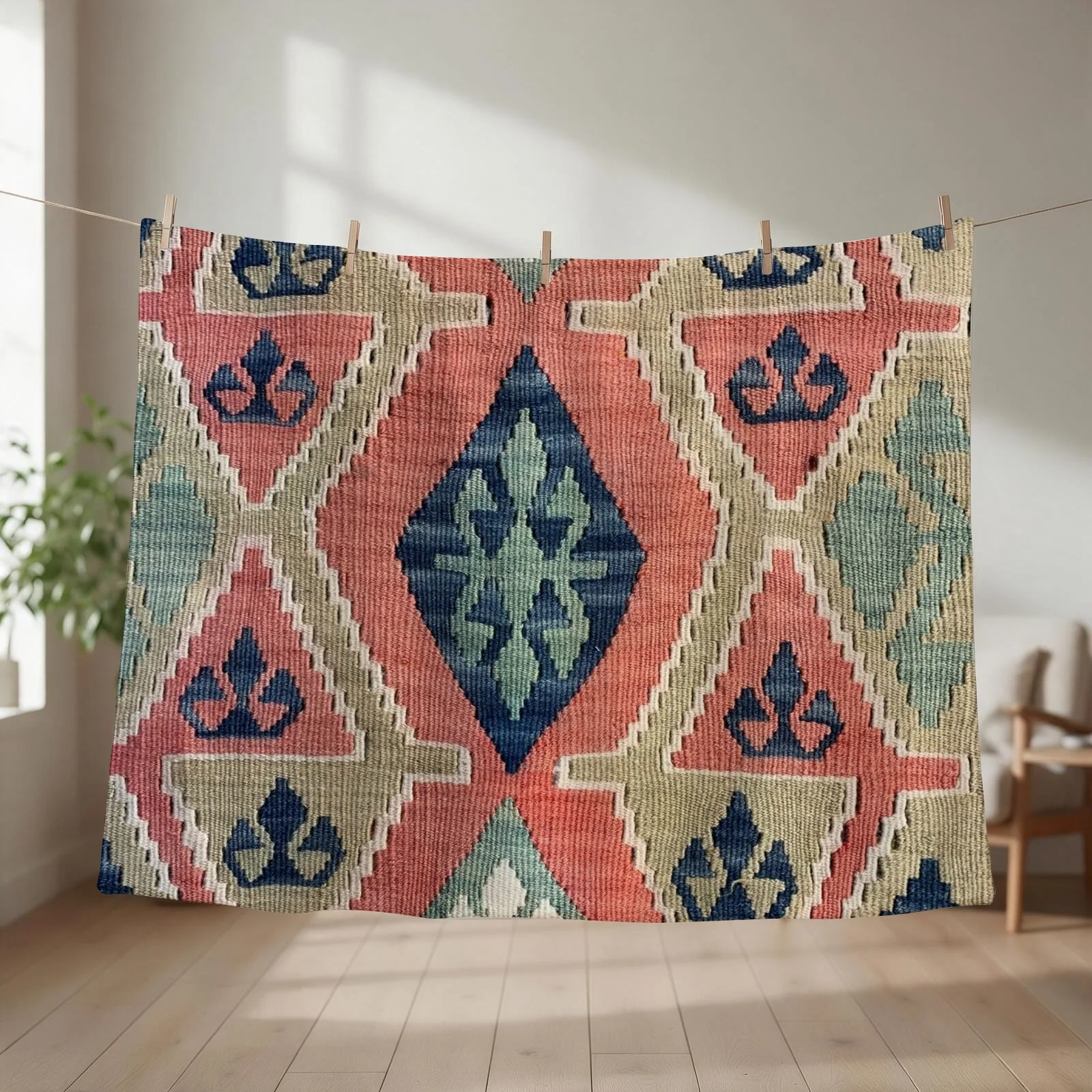 Decorative Kilim, Navaho Weave, Woven Textile Throw Blanket Luxury Thicken blankets and throws Soft Plush Plaid Blankets
