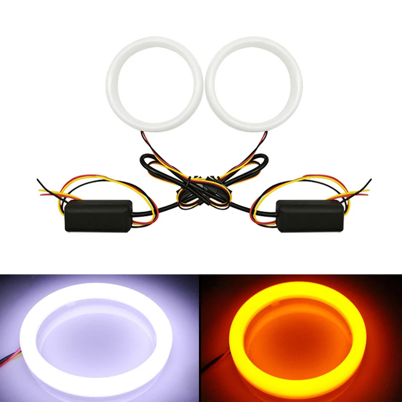 

2P Halo Rings Автомобильные светодиодные ангельские глазки Хлопок Белый и желтый 70мм 80мм 90мм 95мм 100мм 110мм 120мм Автоматические глаза DRL с поворотным сигналом