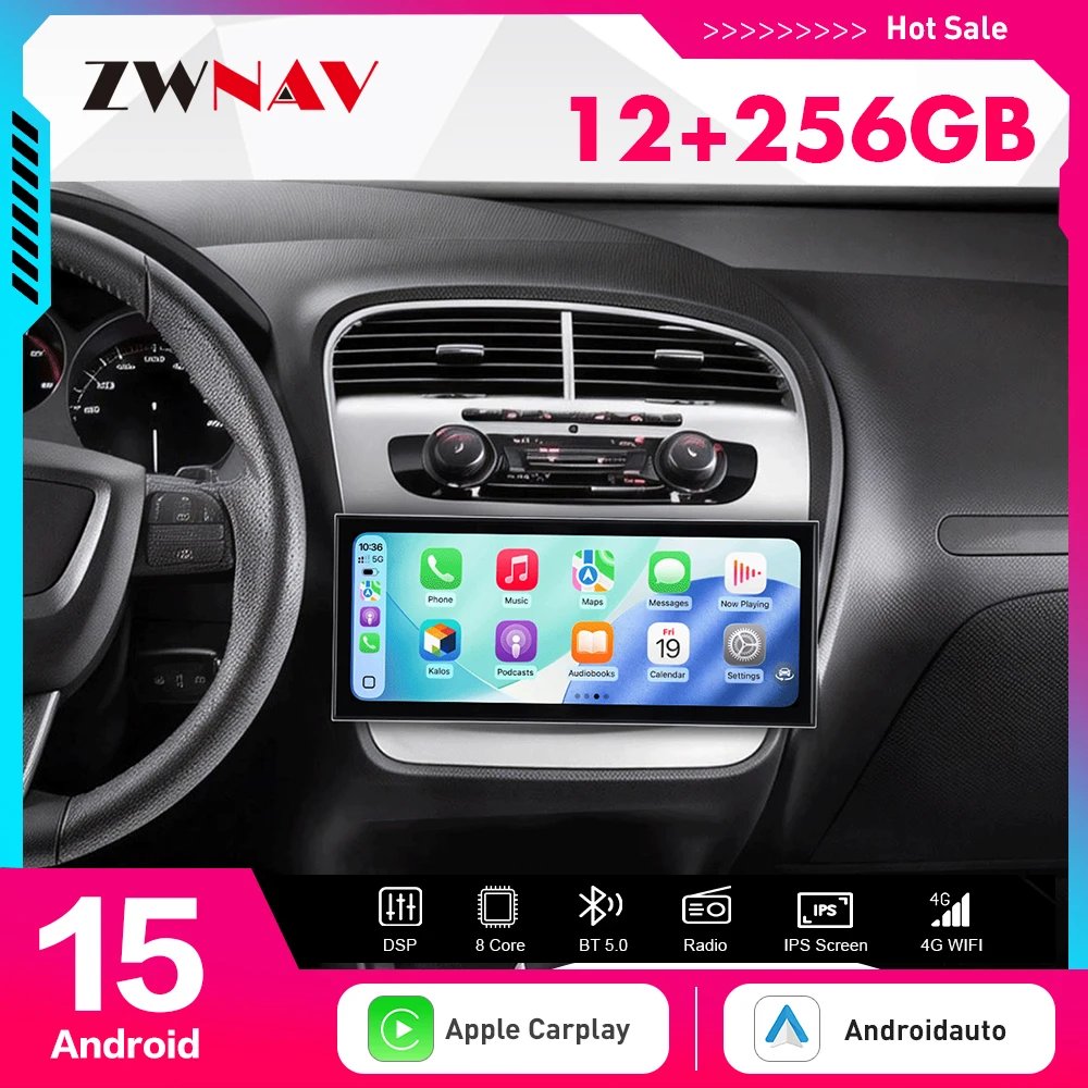 15.8 inch Android 15 Carplay Car Radio Touch Screen For Seat Altea 2004-2015 GPS Navigation Multimedia Player Head Unit Auto