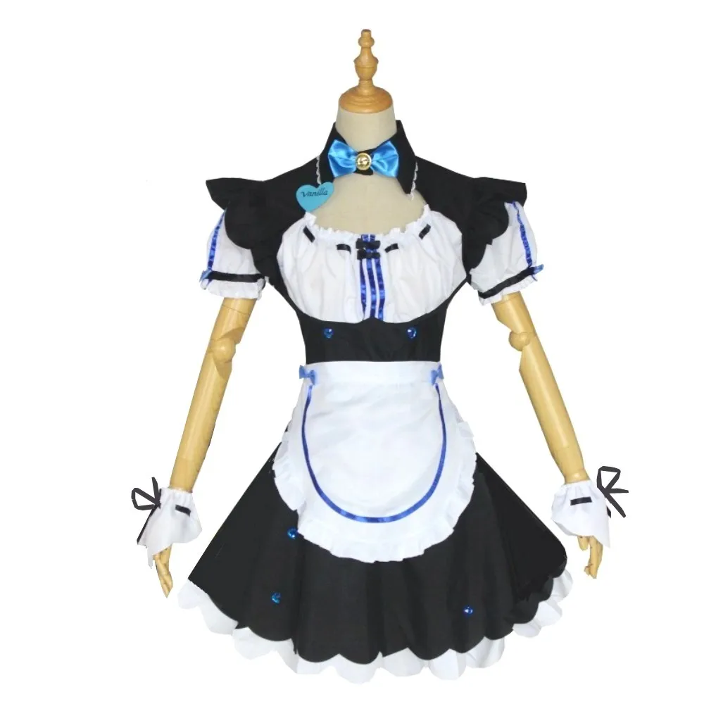 Costume de Cosplay Vanilla pour Femme, Robe de Demoiselle d'Honneur, Tenue de Jeu, Uniforme de Chat Neko, Chocola Vanilla OVA, en Stock