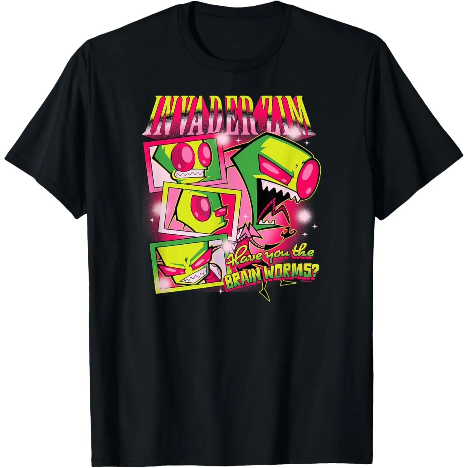 

Invader Zim Have You The Brain Worms Graphic T-Shirt Short Sleeve Cotton Crew Neck Tee
