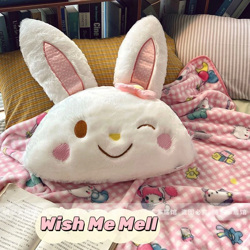 Kawaii Wink Bunny Back Cushion Wish Me Mell Japanese Style Cushion Warm Blanket Throw Pillow Sofa Bedroom Home Decor Gifts Girl