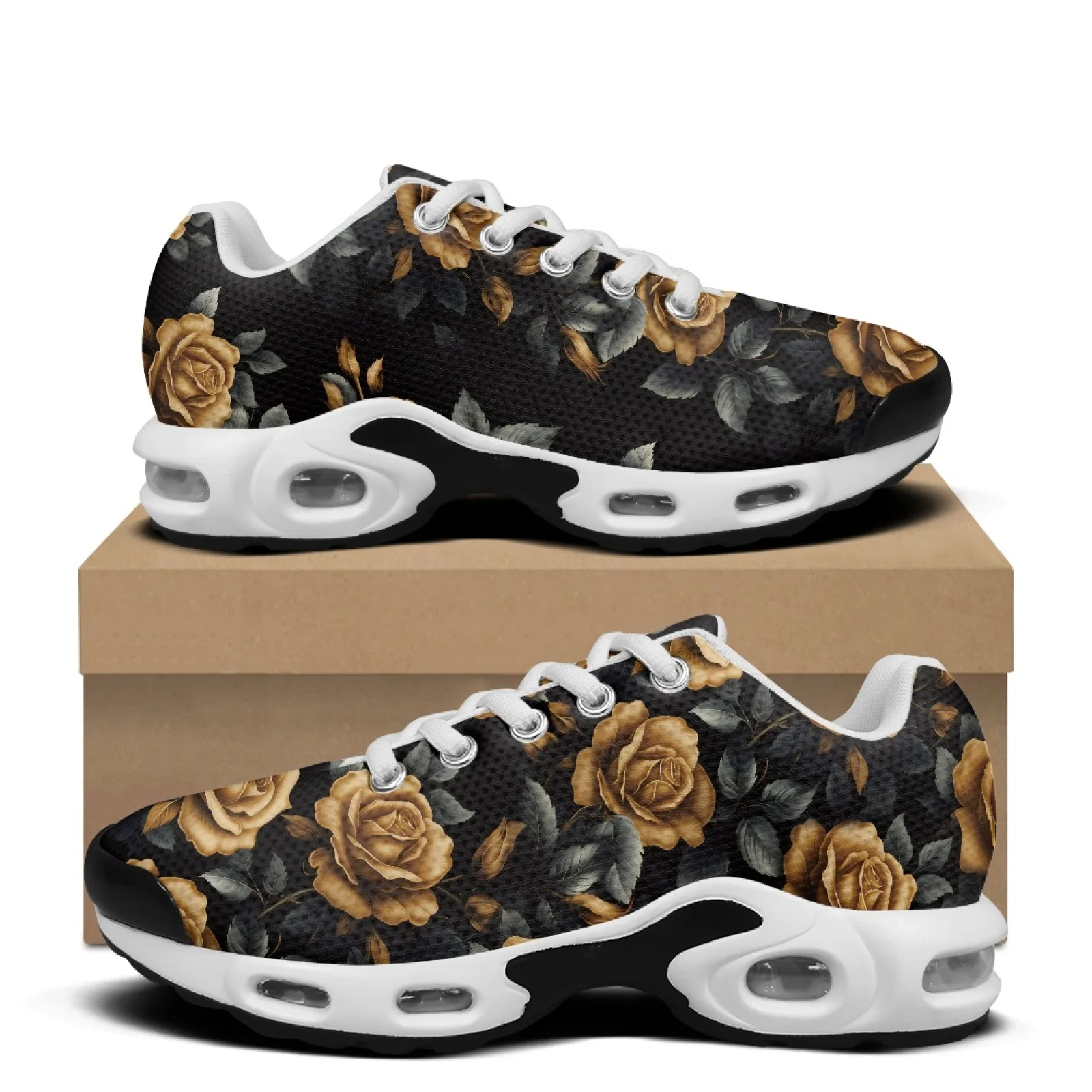

XIXIRIMIDO Golden Rose Air-Cushioned Sneakers Women's Running Shoes Men's Commuter Shoes Lightweight Breathable Soft Comfortable
