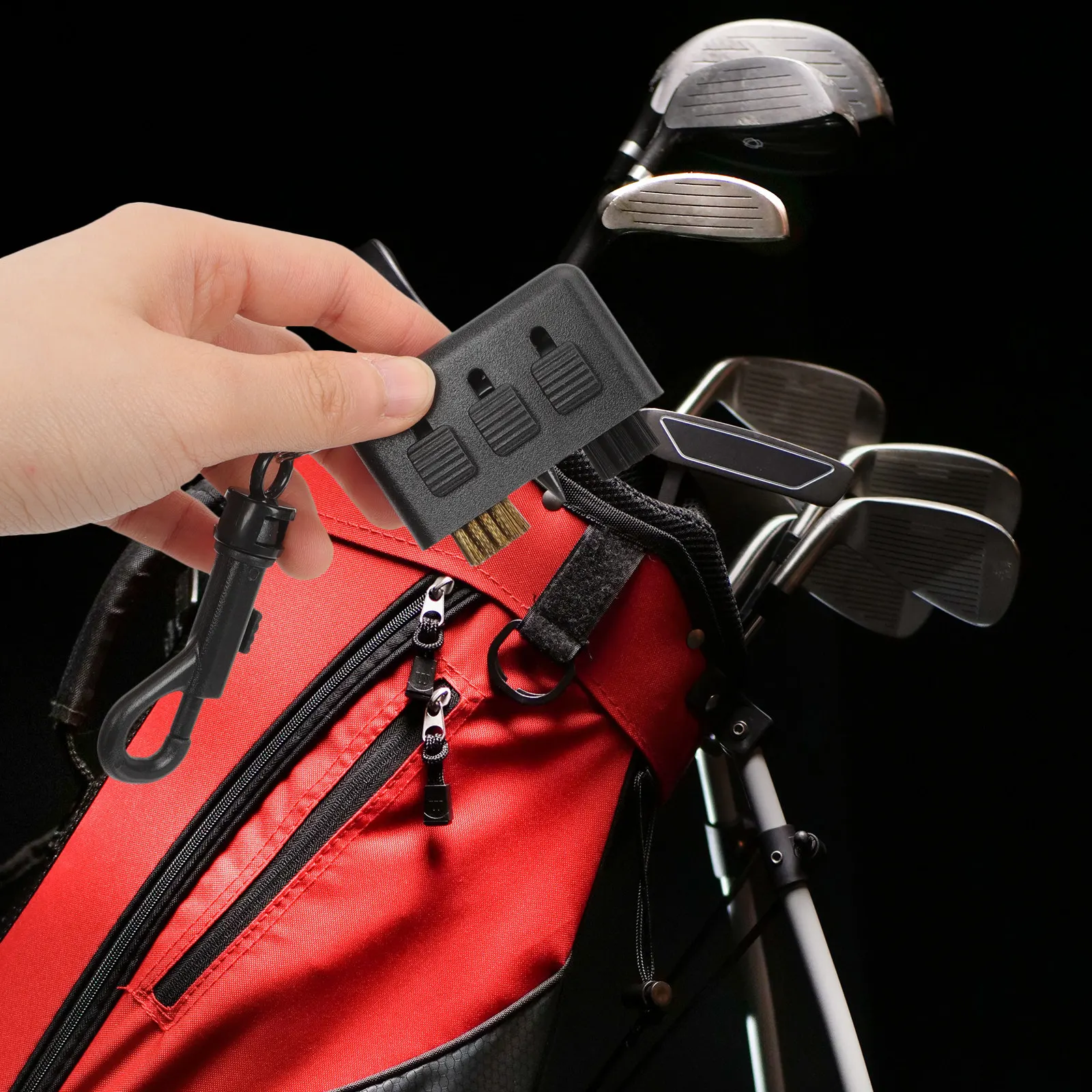 2Pcs Golf Club Cleaning Brush Scientifically Designed Dual-Sided Scrubber with Strong Hook for Bag Mounting Long-Lasting