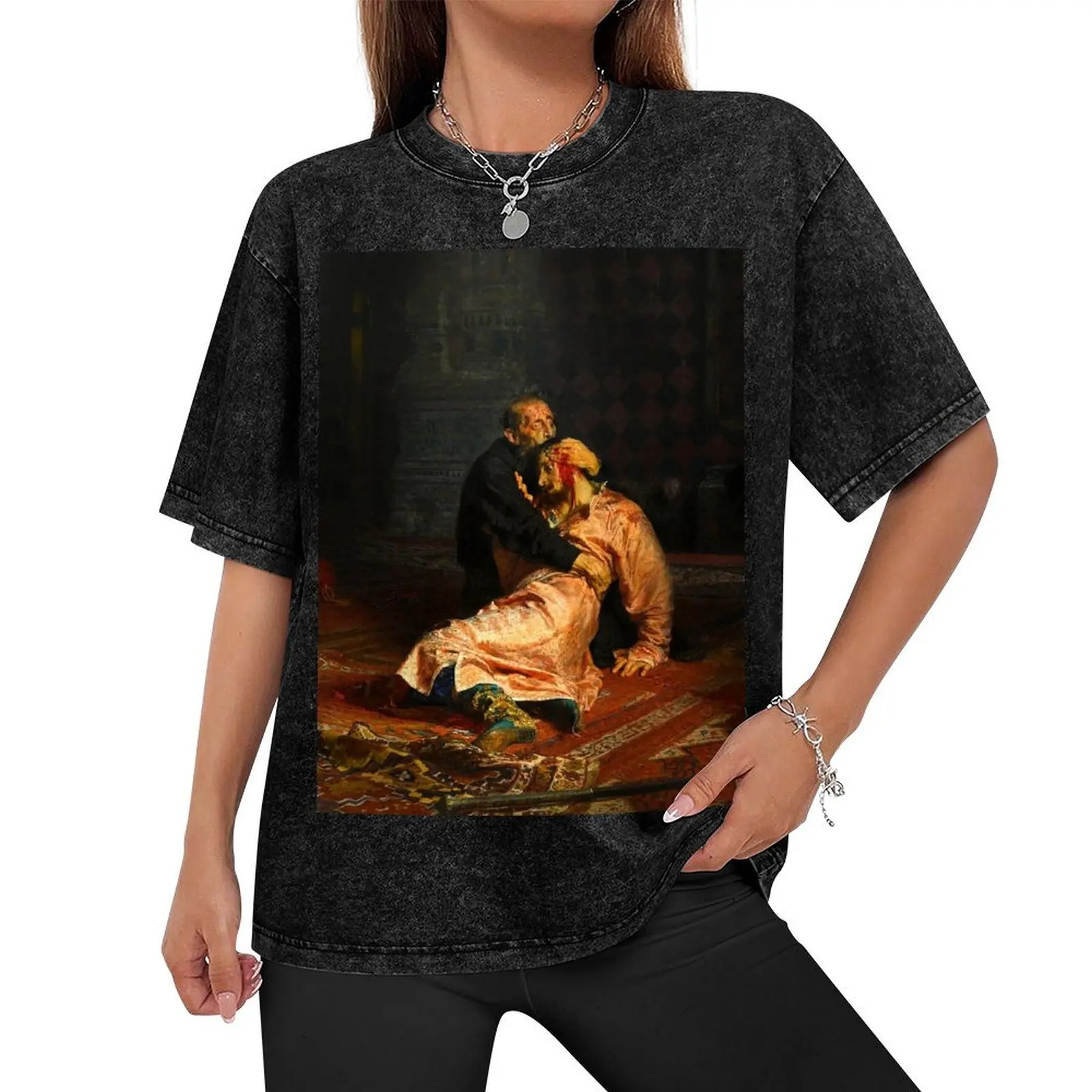 Vivid Retro - Ivan the Terrible and His Son Ivan T-Shirt basketball graphic tees Man t-shirt street wear t shirts for men pack