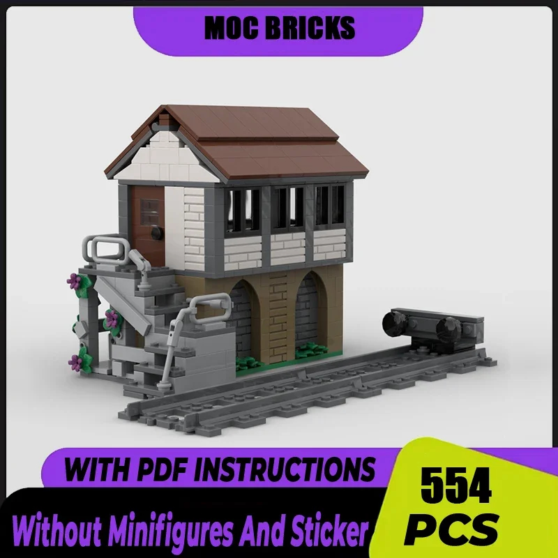

Railway Train Model Model Moc Building Bricks Railway Signal Box Technology Modular Blocks Gifts Christmas Toys DIY Assembly