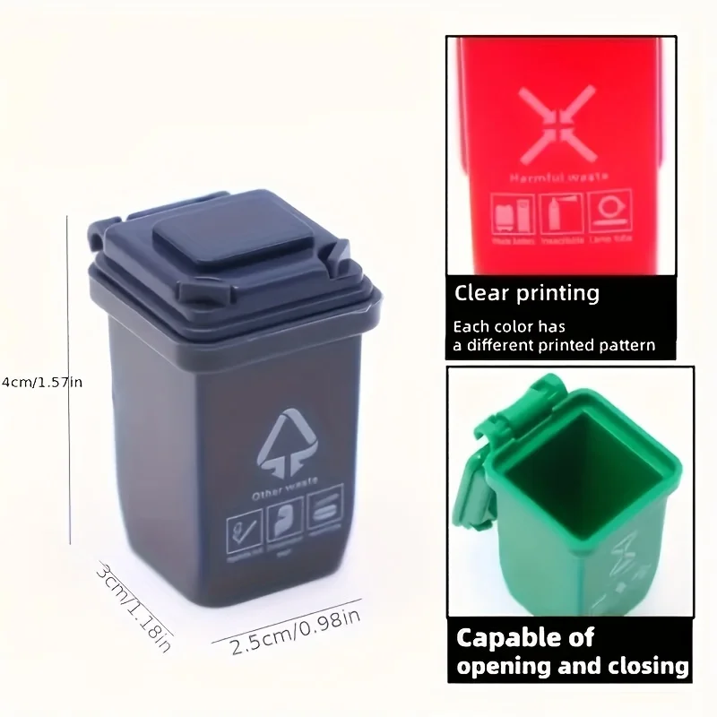 5 Mini Garbage Sorting Trash Can Accessories, Simulated Garbage and Car Trash Can Party Supplies