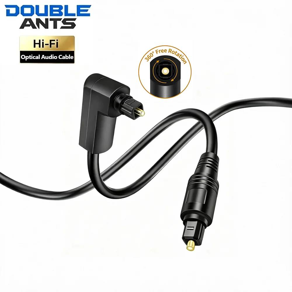 90 Degree Toslink Optical Audio Cable 360° Rotatable SPDIF Fiber Optic Cable for Amplifier TV Soundbar Xbox Blu-ray Player DVD