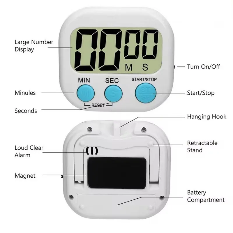 Magnetic LCD Digital Countdown Cooking Timer Alarm Clock Home Kitchen Accessories