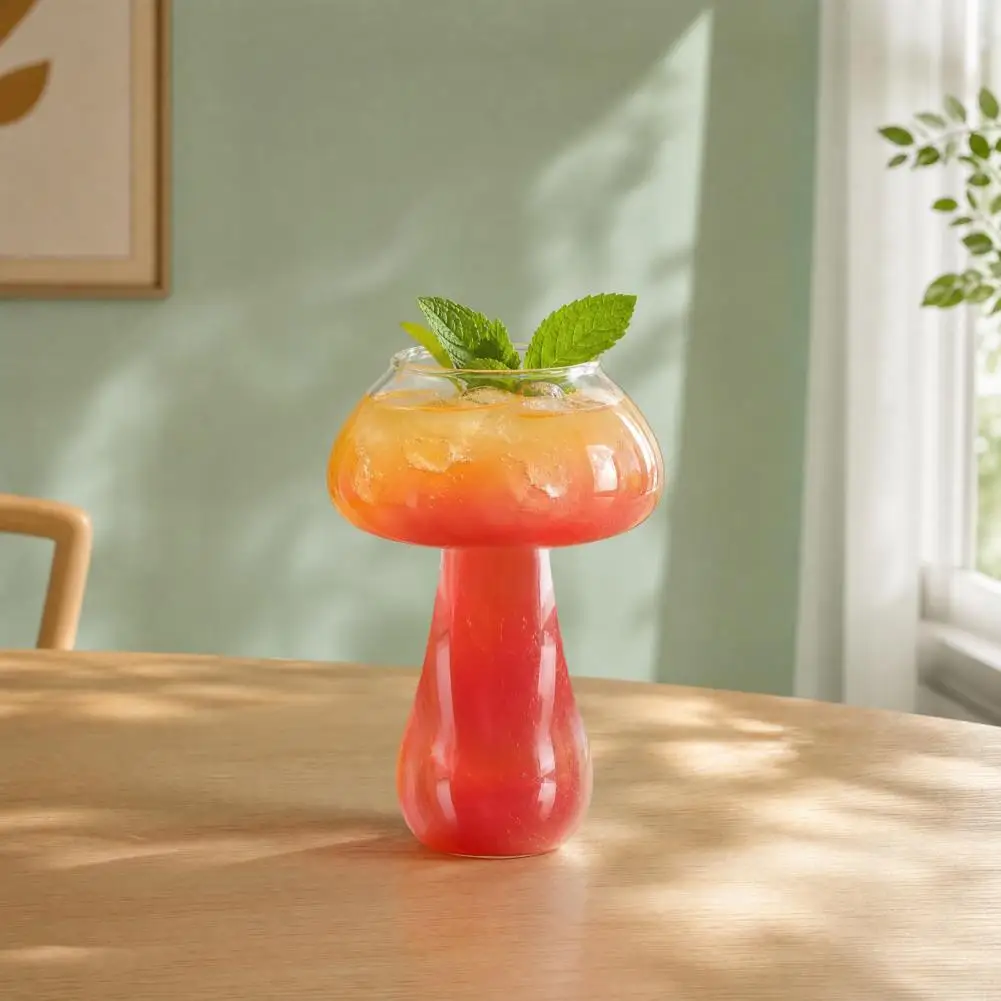 Mushroom Shaped Cup 250ML Glass Cup Shot Beer Glasses Cocktail Glass Novelty Drink Cup Bar Restaurant Glasses Kitchen Supply