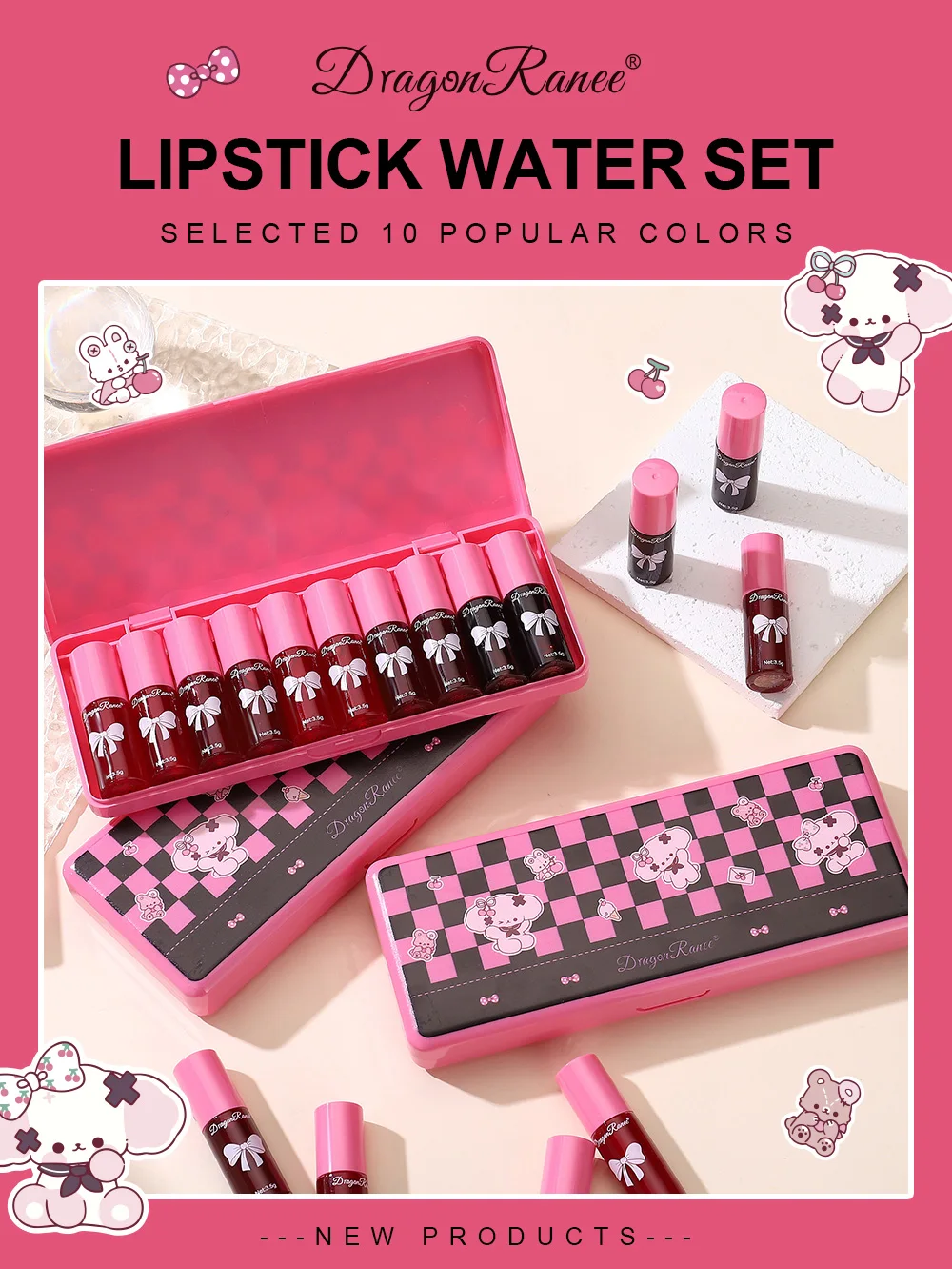 10 Lipgloss-Lippenstifte, leicht aufzutragen, für Anfänger, unverzichtbares Make-up, Geschenkset für die Feiertage, Lippenstift-Set-Box – Detail 2