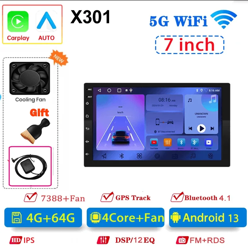 Universele 7/9/10 inch Android 13 Autoradio 64G Autoradio android 2 Din autoradio GPS BT Centrale multimedia Slimme autosystemen - afbeelding 1