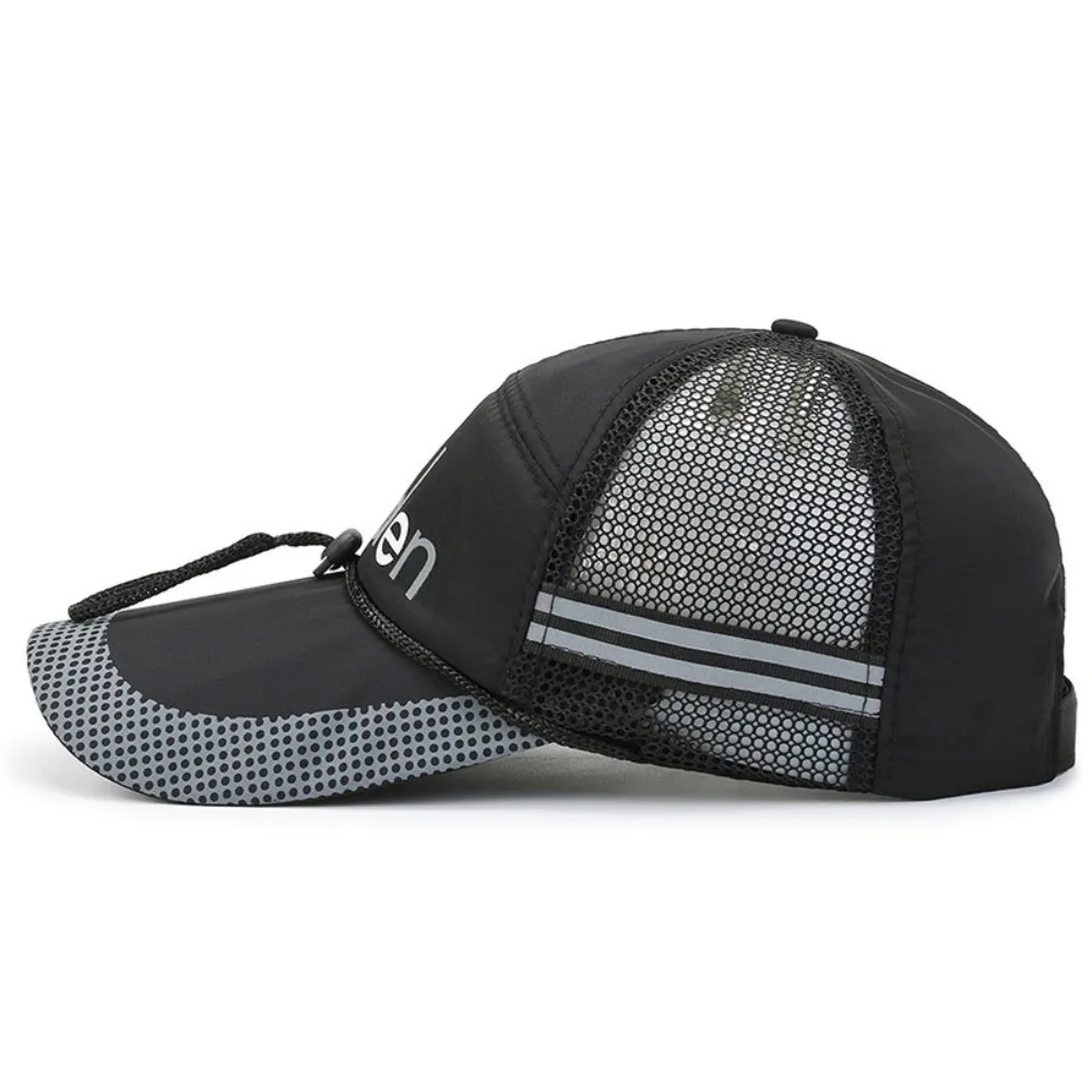 Portable Quick Dry Mesh Men's Hats Breathable with Windproof Rope Baseball Caps Solid Color Sun Protective Hats Summer