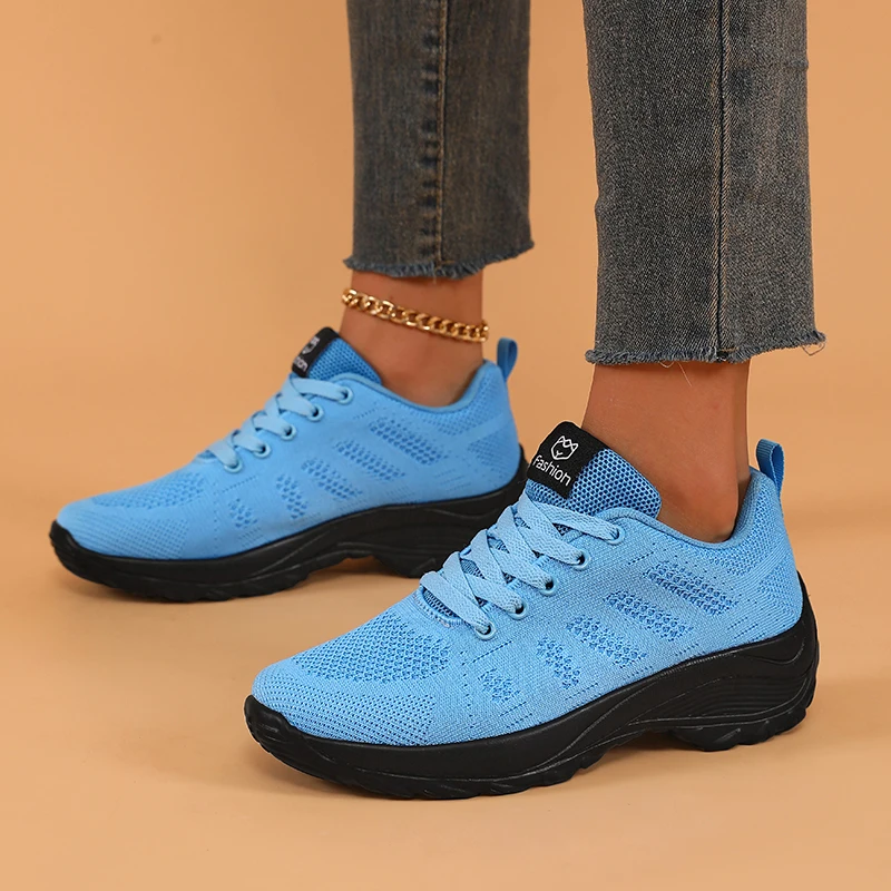2025 Women's Shoes High-quality Casual Shoes Platform Tennis Outdoor Lace Up Jogging Mesh Breathable Vulcanized Shoes for Women