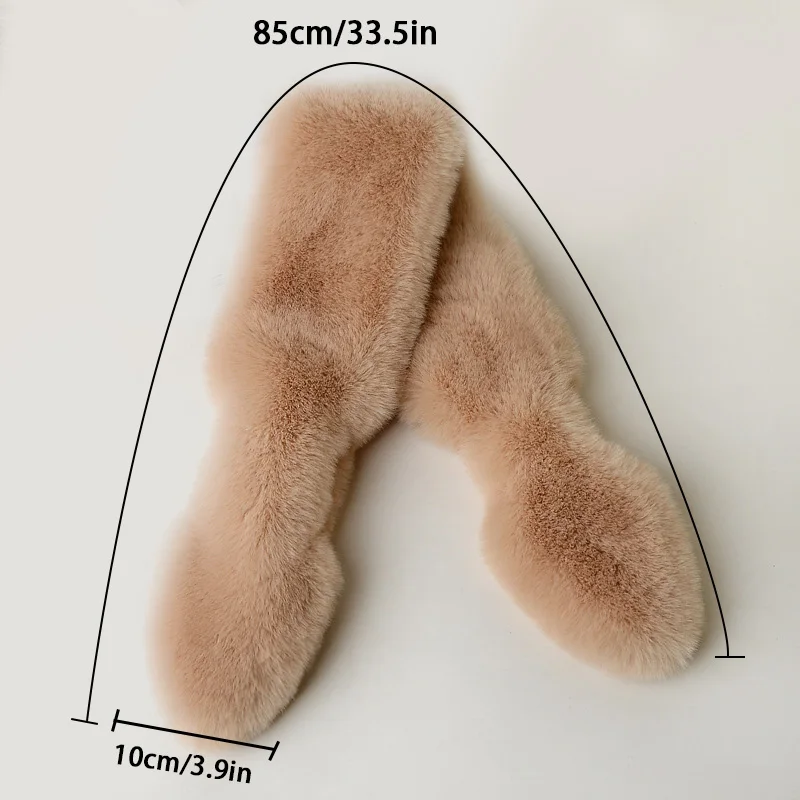 وشاح فرو أرنب مقلد للنساء ، أوشحة فروية ناعمة دافئة ، ياقة مدفئة برقبة من القطيفة للإناث ، كاجوال خارجي ، شتوي ، جديد