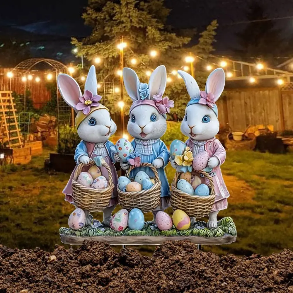 Acrylic Easter Eggs Bunny Decoration Cute Artificial Garden Floor Plugs Creative Multi Functional Rabbit Statue Stake Yard