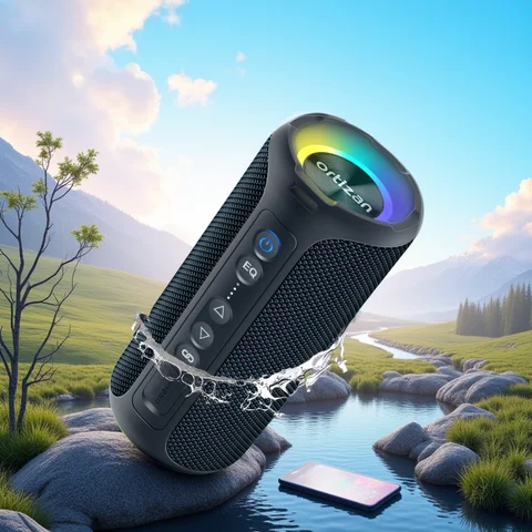 Ortizan X8 Pro Bluetooth Speaker Portable with 40W Stereo Sound,Rich Bass,IPX7 Waterproof, 30H Playtime, Mixed Color Lights,3 EQ