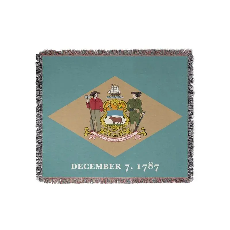 Aertemisi Delaware United States of America Jacquard Fringed Woven Throw Blanket
