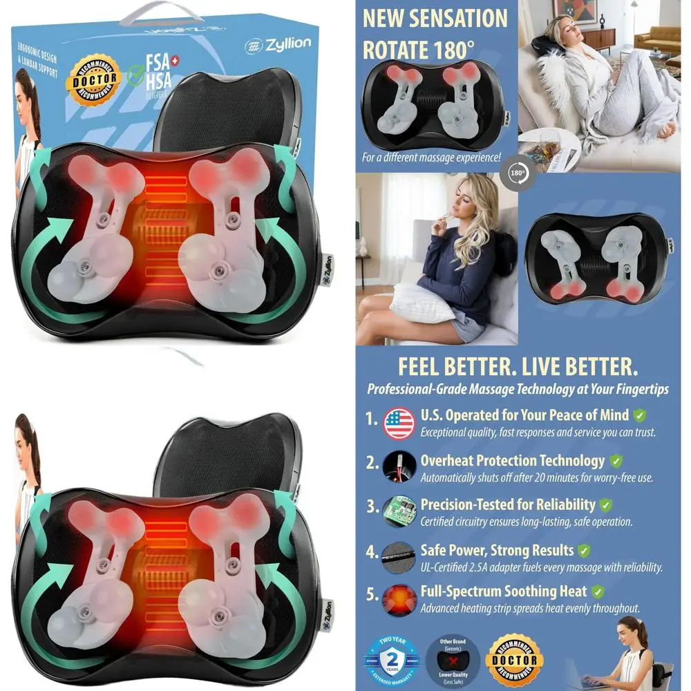 

3D электрическая массажная подушка с подогревом для снятия боли в спине и шее