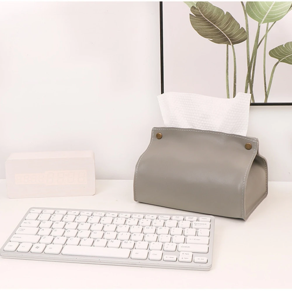 PU Leather Tissue Boxs Solid Color Napkin Holder Home Foldable Paper Towels Cover Office Waterproof Dustproof Sundries Ontainer