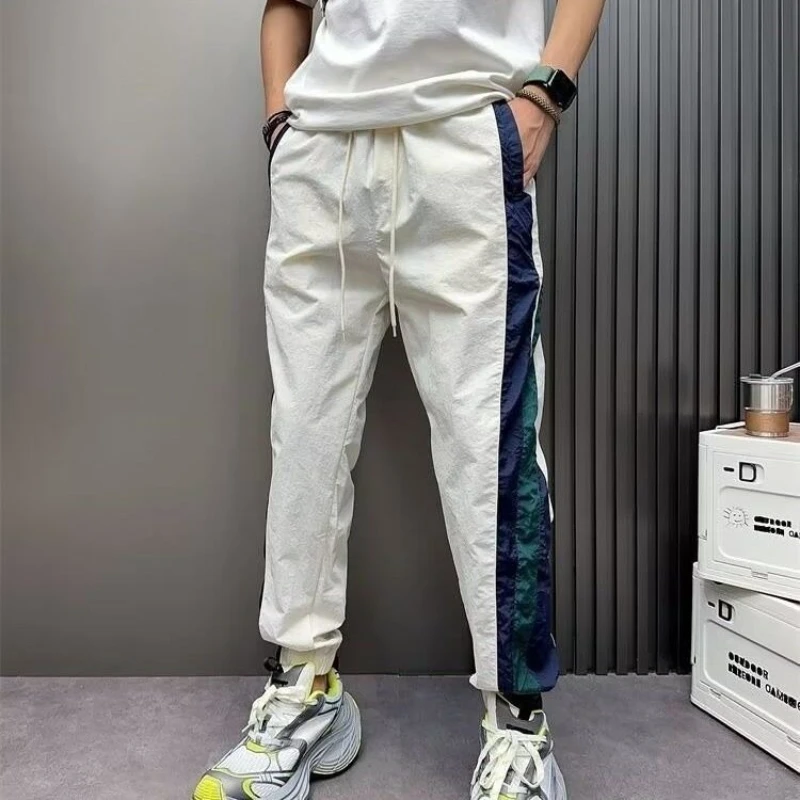 Verão calças casuais homem venda fina tendência elastano estética longo poliéster streetwear roupas baggy calças xxxl para homem