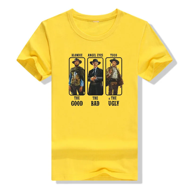 The Good The Bad and Ugly Blondie Angel Eyes Tuco Western Movie Cowboy T Shirt Male Casual Fashion Outdoors Crewneck Tee Shirt