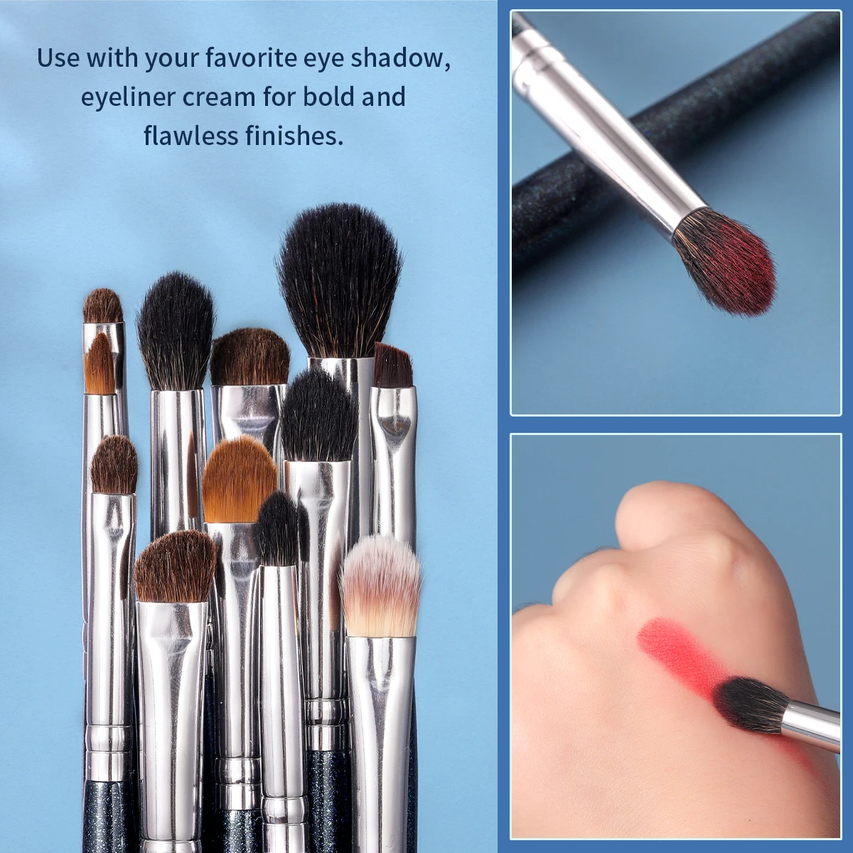 OVW 13pcs Eye Blending Brush Eyeshadow Flat Liner Smudge sopracciglio Blending Concealer kit di strumenti naturali-sintetici Brochas