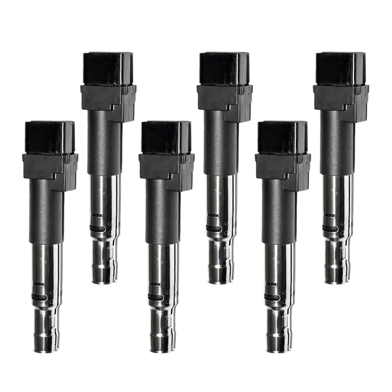 6 Pcs Ignition Coil Pack for Audi A3 Q7 TT Porsche Cayenne Eos Passat R32 Touareg V6 3.2L 3.6L 022905715 022905100B