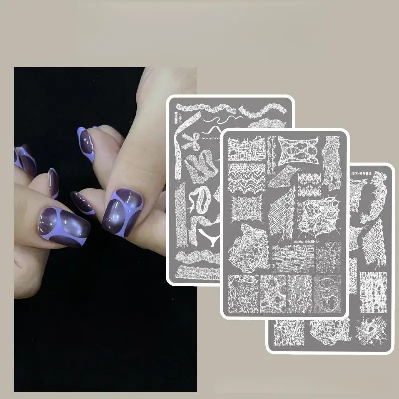 Nail Art Stamping Plate French Lace Wave Design Rustproof Steel Plate DIY Manicure Tool for Nail Lovers Gift