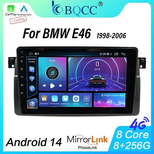 BQCC Android 14 9 ''Radio de coche inalámbrico Carplay reproductor Multimedia estéreo para BMW E46 M3 318 320 325 330 335 1998-2006 reproductor de coche