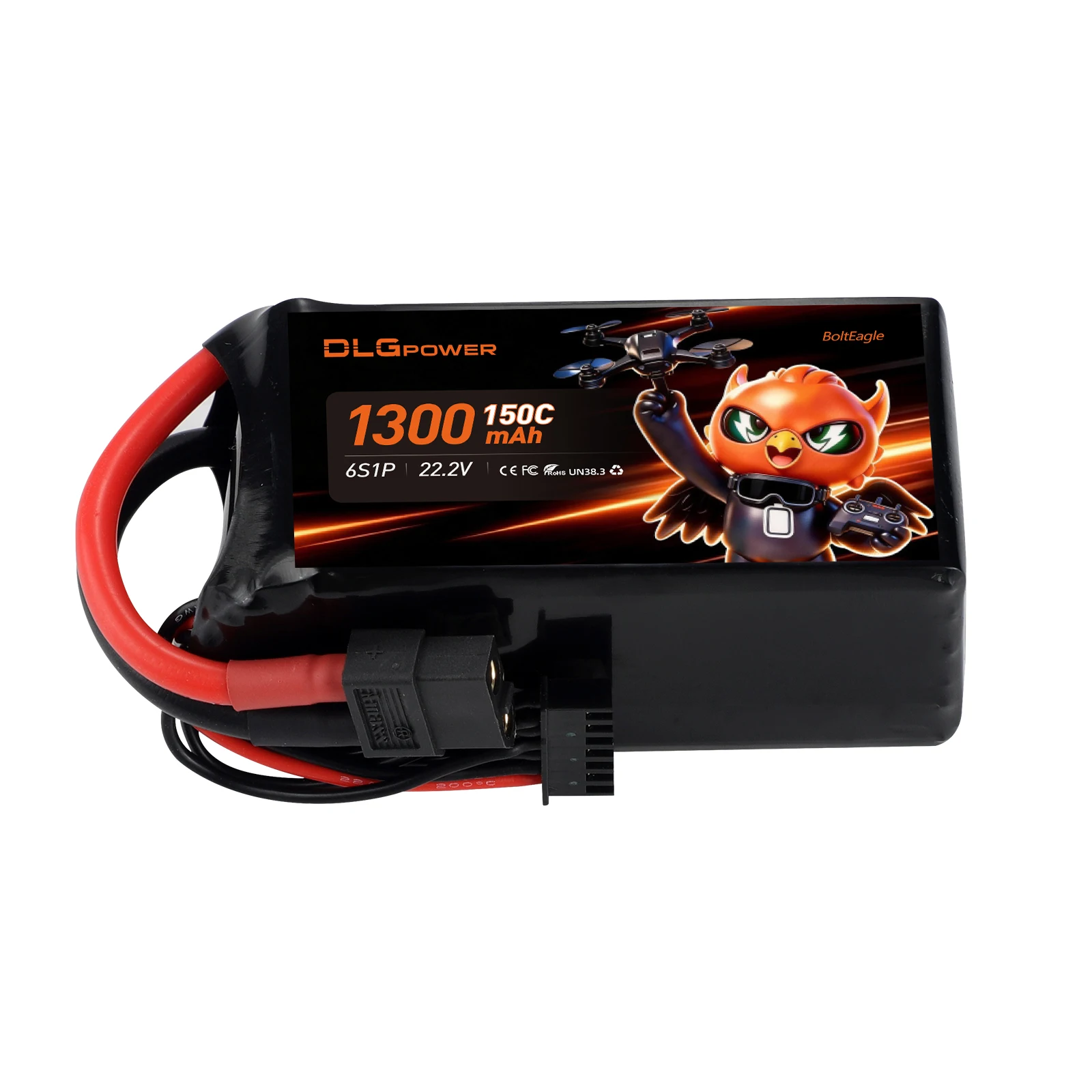 DLGpower 6S 1300mAh 150C LiPo Battery 22.2V XT60 FPV Battery for 5‑6 Inch Racing Freestyle Quadcopter RC Crawler Off‑road Car