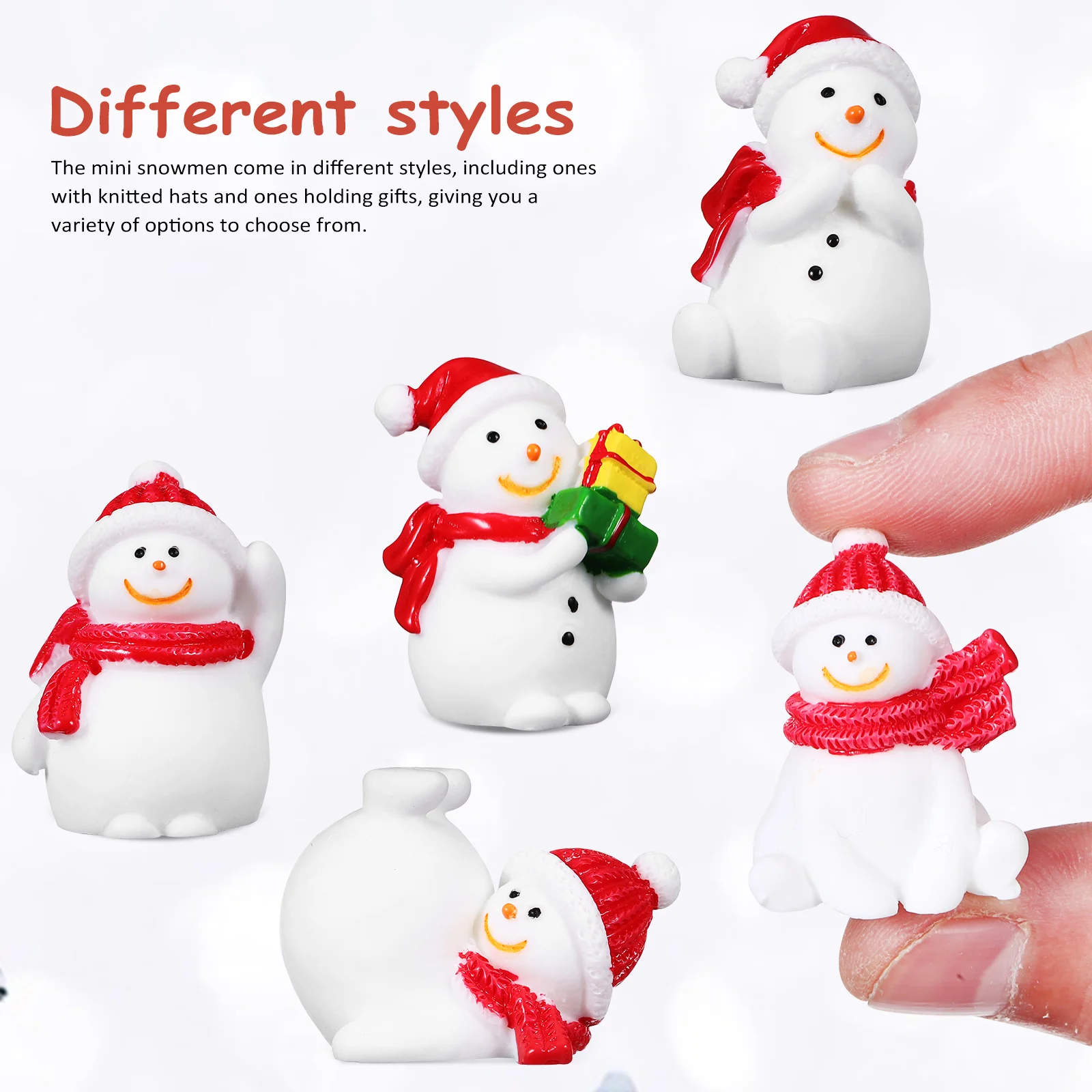 20 Pcs Christmas Snowman Baubles Snowmen Decorations Miniature Figurines Ornaments Resin Crafts Figure Synthetic Globes