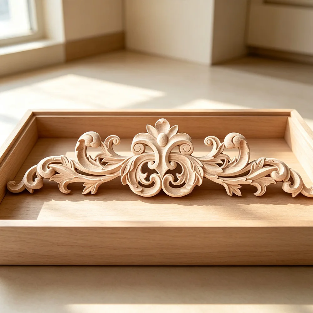 10PCS Vintage Home Decoration Accessories Wooden Carved Corner Onlay Furniture Wall Decor Unpainted Frame Wood Applique