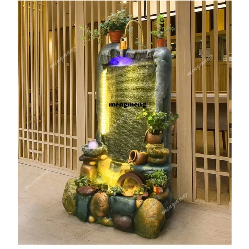 Y136 Y136 Large Outdoor Decorative Fountain with Smoke Waterfall and Lights Perfect for Creative Luxury Garden Home