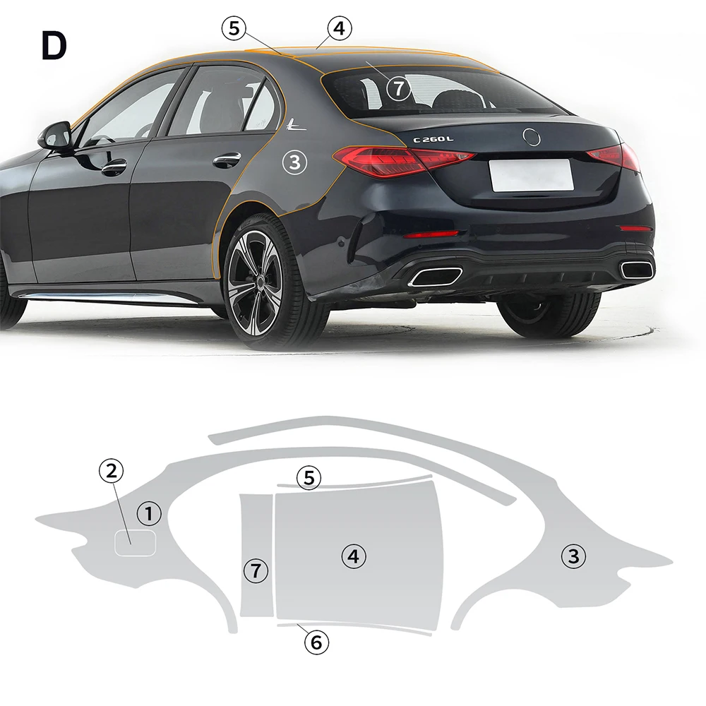 

Противоударная лента из ТПУ для Mercedes Benz C класса W206 2022 2023, задняя невидимая прозрачная отделочная наклейка