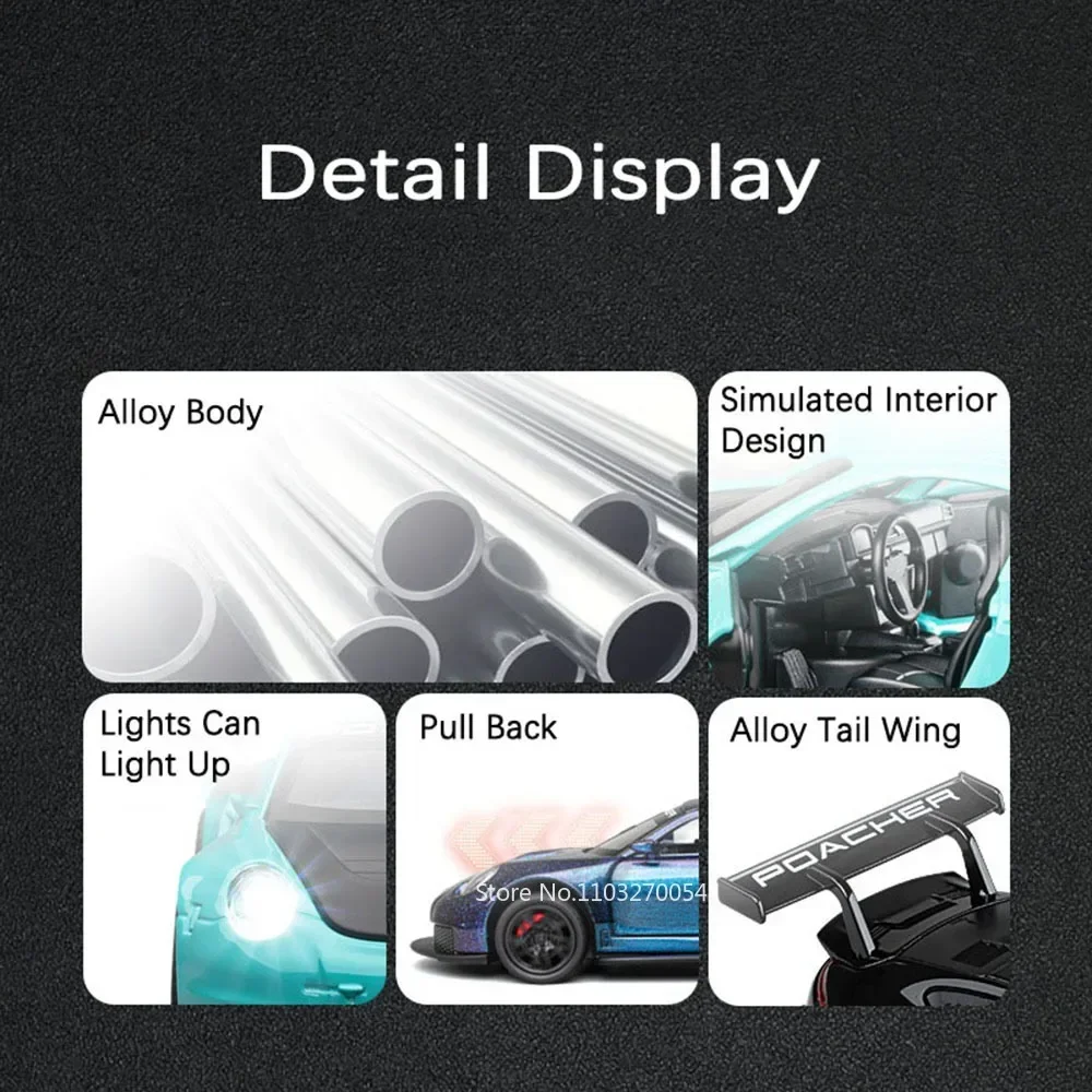 1:32 911 GT3 RS Macan Auto Sportiva In Lega Pressofuso Modello Giocattoli Ornamento Porte Aperta Suono Luce Tirare Indietro Veicoli Bambini Festival Regalo