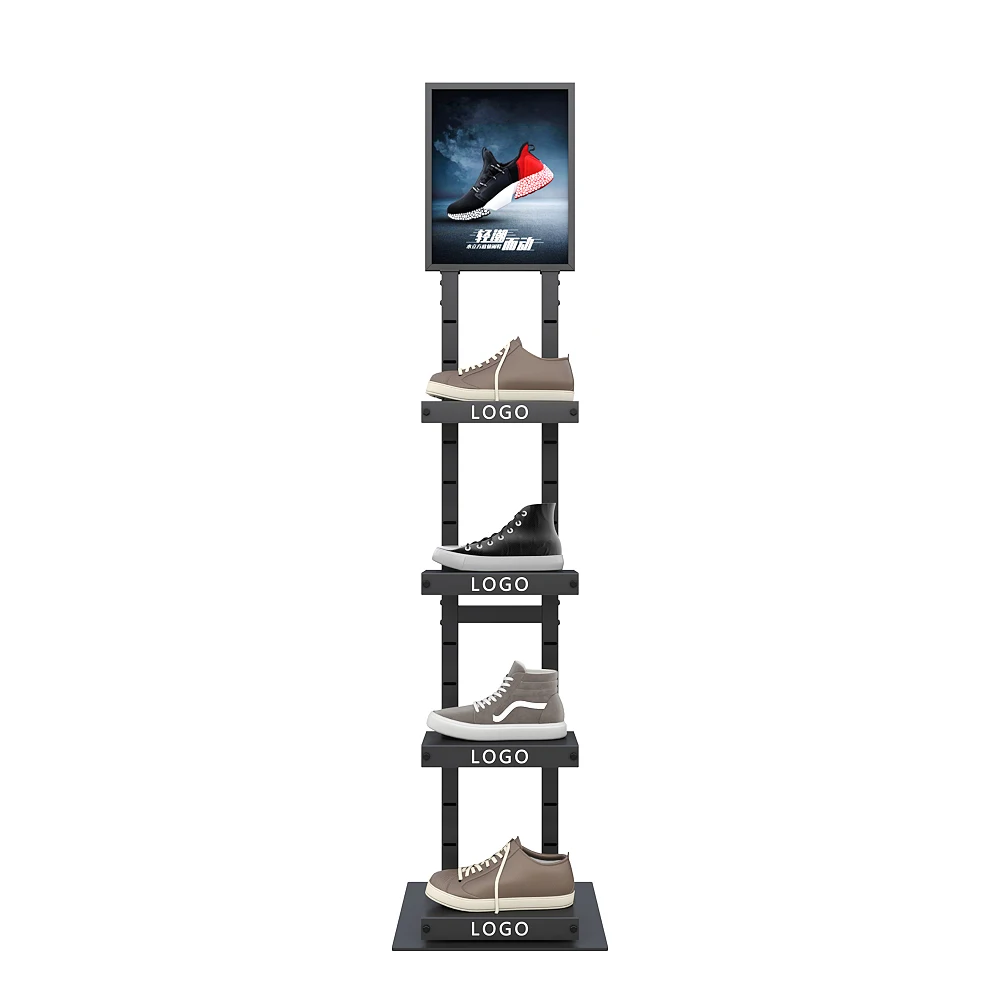Hot Sale Youth Shoes Brand Custom Logo Sneakers Shop Design Metal Adjustable Footwear Display Stand for Store