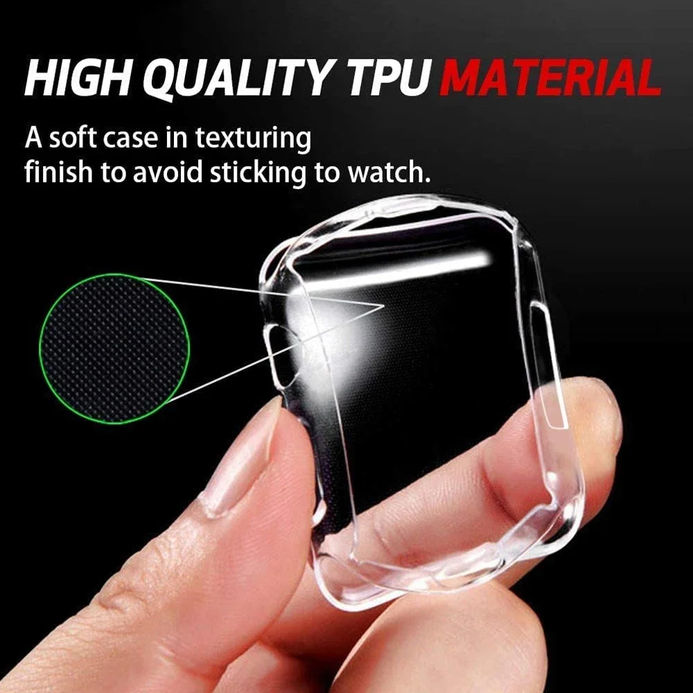 Funda protectora de pantalla de TPU para Apple Watch 45mm 41mm 44MM 40MM 42MM 38MM cubierta completa de parachoques para IWatch 9 8 7 SE 6 5 4 3 2 1