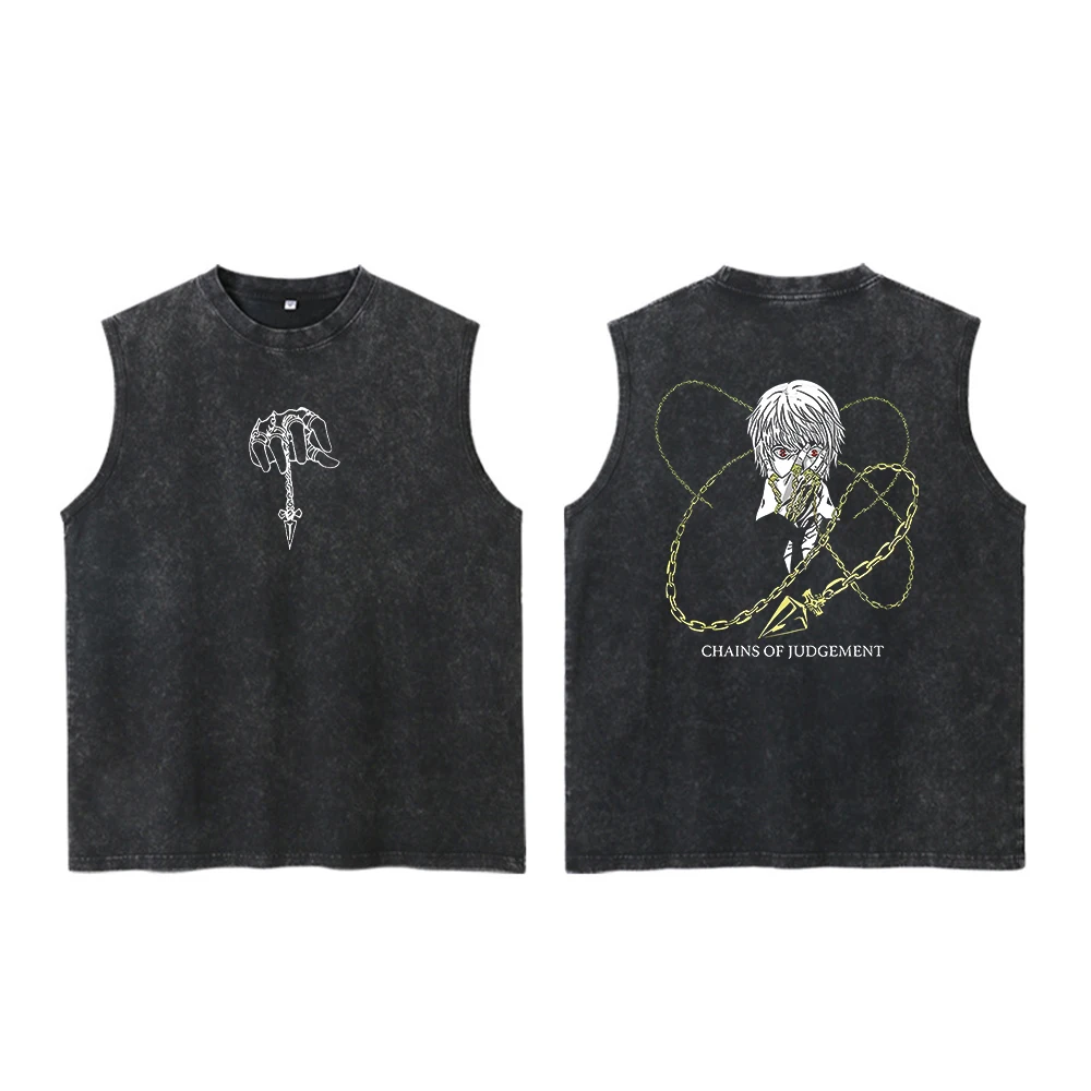 Anime Hunter X Hunter Acid Vest 100% Cotton Printed Sleeveless Retro Gothic Harajuku Style Black Performance Clothes Unisex view 4