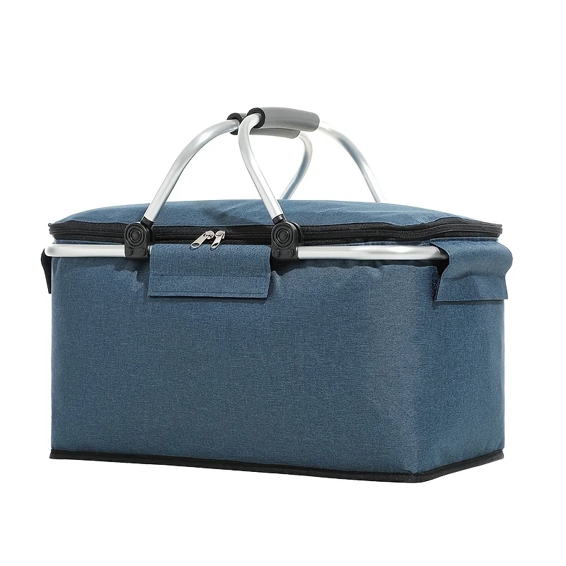 Large-Capacity Thickened Aluminum Foil Picnic Basket, Multifunctional Insulated Outdoor Cooking & Fruit Storage Basket