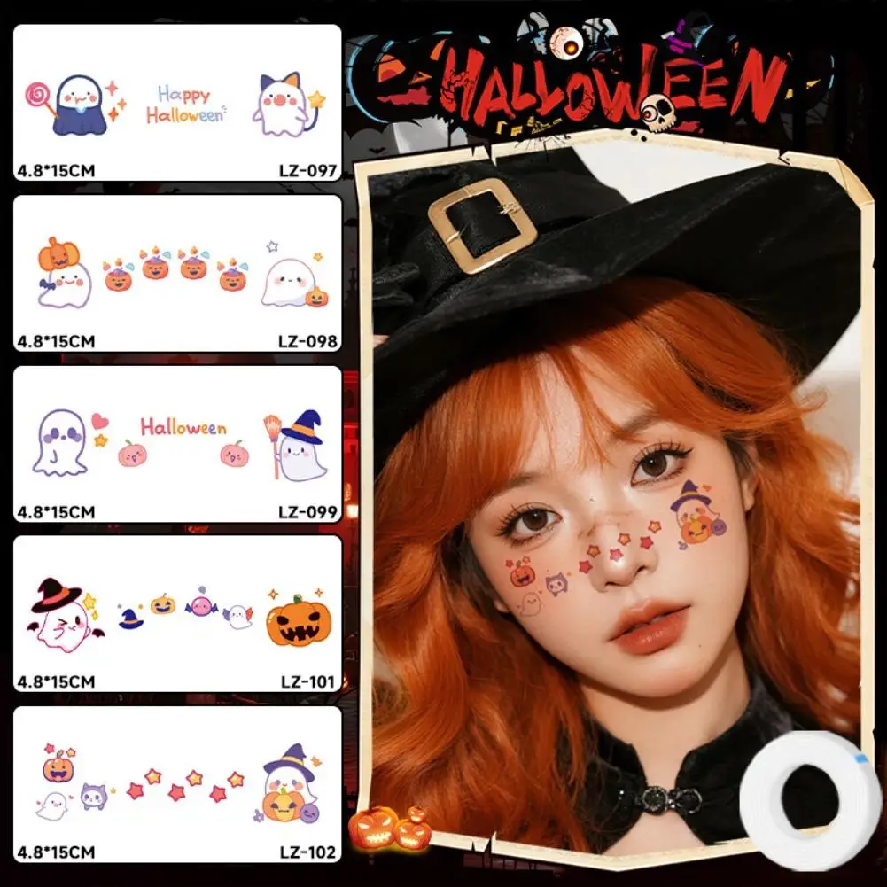 5 folhas festa de halloween horror sangrenta ferida tatuagem adesivos aranha web tatuagem lágrimas da freira para rosto braço à prova dwaterproof água diy